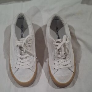 Madewell White Canvas Sneakers with Tan Sole